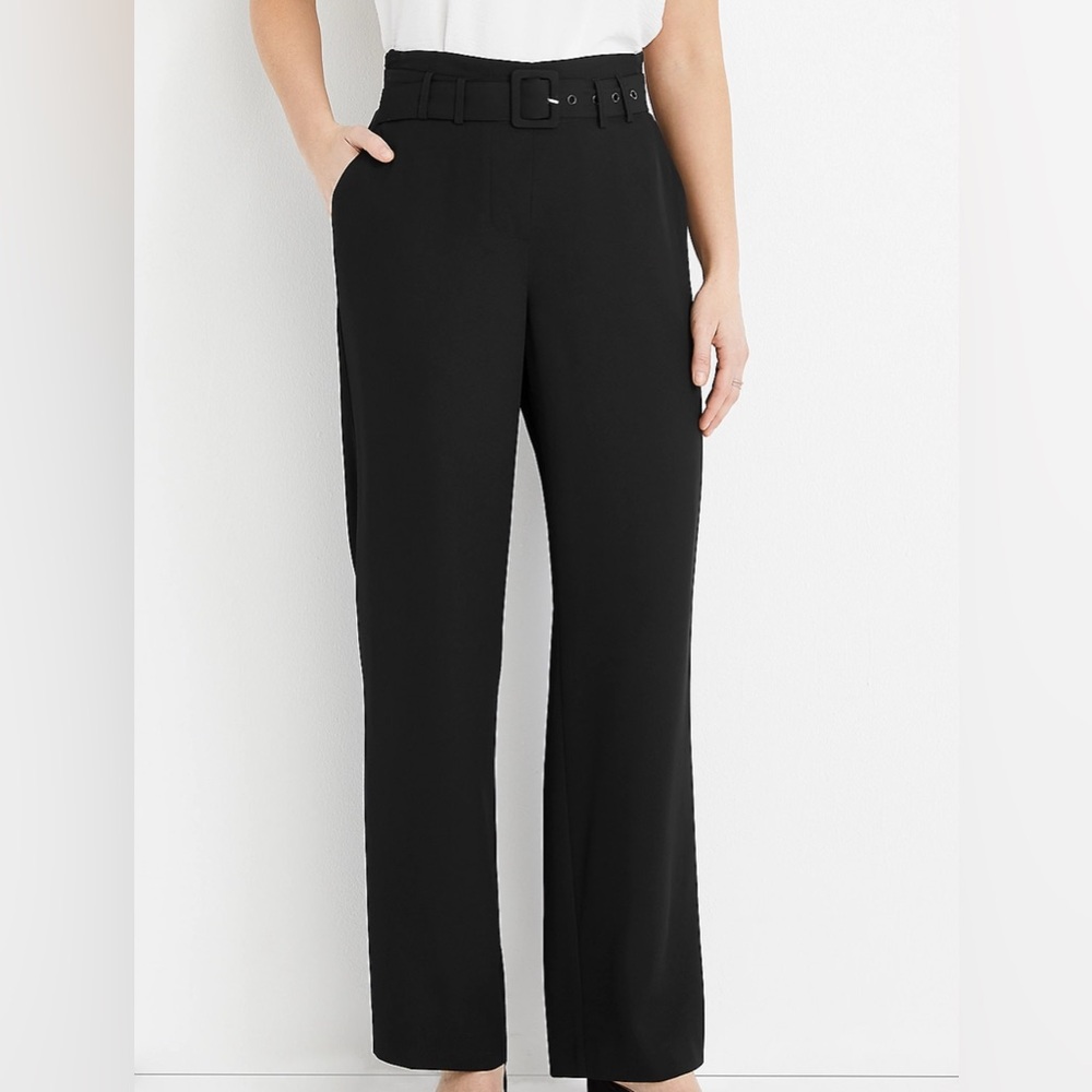Maurices Black Wide-Leg Trouser, Self Belt - Like New Tall/Long